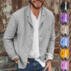 Relaxed Fit Men’s Cotton Lapel Shirt Jacket Top, 3-Button Relaxed Fit Men’s Cotton Lapel Shirt Jacket Top, 3-Button