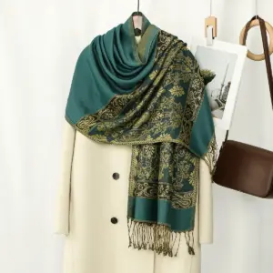 Cashew Print Tassel Scarf for Women, 172 x70 cm Long Wrap