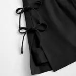 91ef7ca3-f26f-43d4-87fa-19c715b41143.webp Bow-Tied A-Line Mini Skirt with Slit - Polyester Zipper