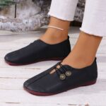 Comfortable Square Toe Slip-On Sandals, Flat Rubber Sole