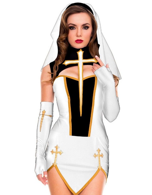 Comfort-Ready Women’s Jesus Christ Costume in White & Black Cotton Blend