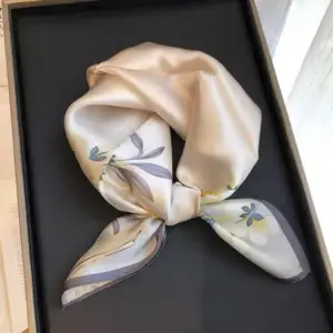 Lightweight Beige Silk Square Scarf 53 x53 cm Easy to Style