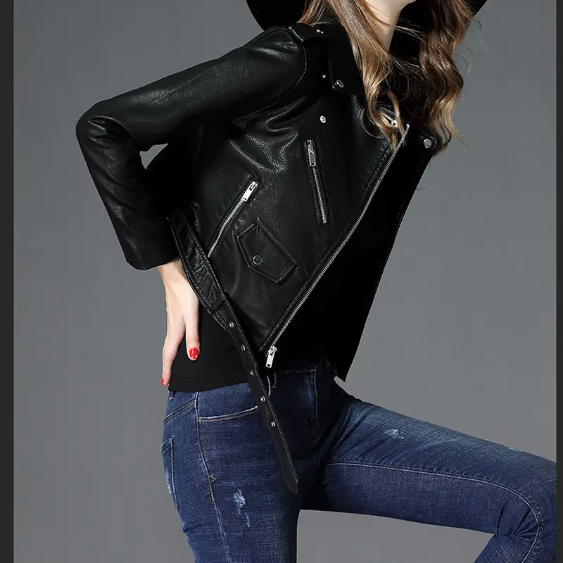 Women's Short Slim PU Leather Jacket Women's Short Slim PU Leather Jacket