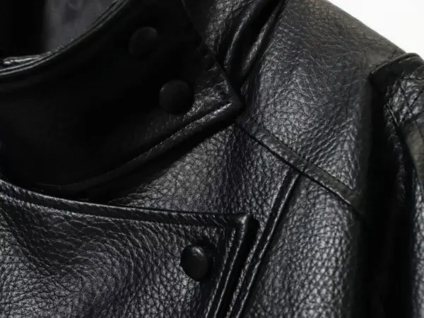 Women’s Faux Leather Jacket Stand-Up Collar Pockets
