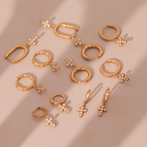 Classic Minimalist Cross Micro-pave Zircon Pendant Earrings