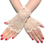 Sun-Proof Lace Half Finger Gloves for Women, Short Fit