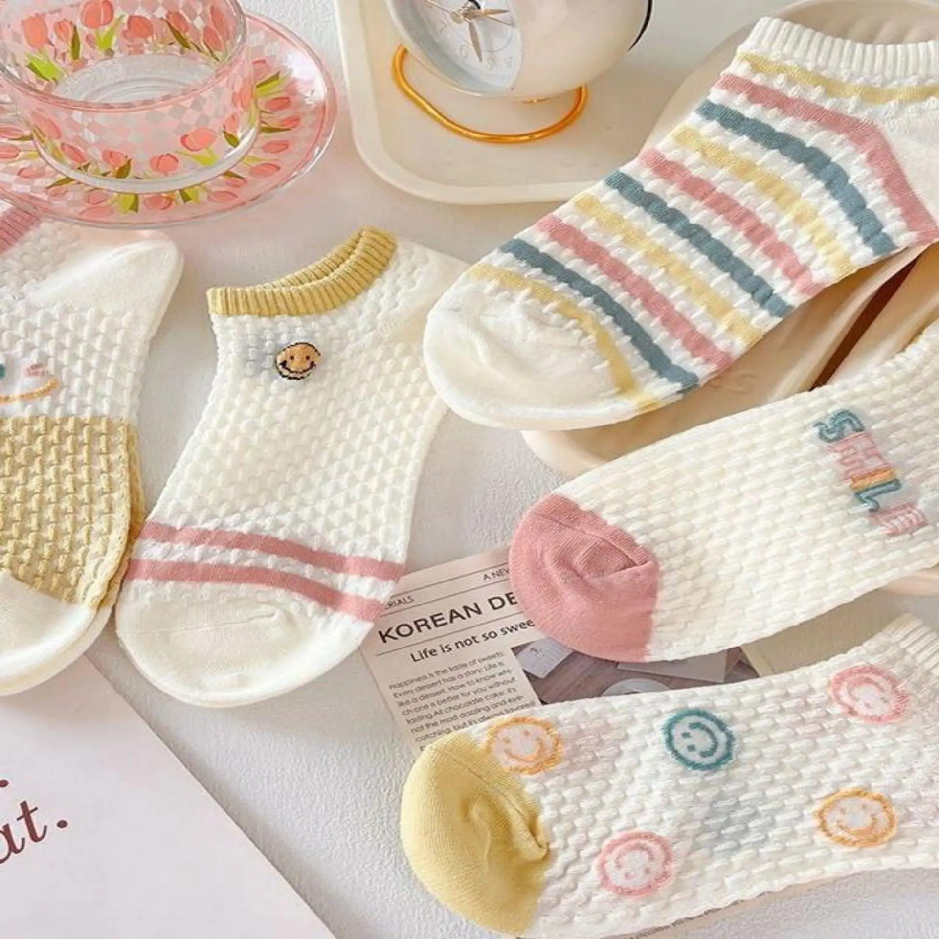 Women's Short Socks, INS Style Cute Versatile Korean Style New Fashion Ankle Socks, Breathable Socks For Spring Summer Autumn