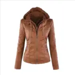 93fbca73-6677-4b68-a9ea-7c564fc4cc24.webp Stand-up Collar Zipper Long-sleeved Solid Color Women's Leather Jacket