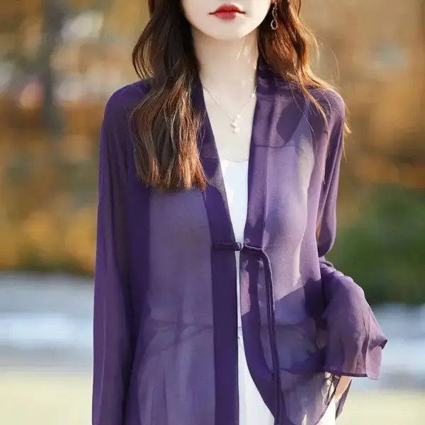 Chinese-style Sun-protective Solid-color Panel-button Flutter Sleeves