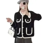 Soft Imitation Mink Fur Look Knitted Cardigan with Tassels