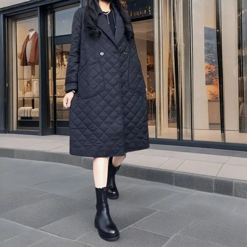 New Padded Quilted Diamond-pattern Cotton Coat New Padded Quilted Diamond-pattern Cotton Coat