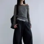 Sleek Slim Fit Japanese-Style Long Sleeve Top w/ Jacquard
