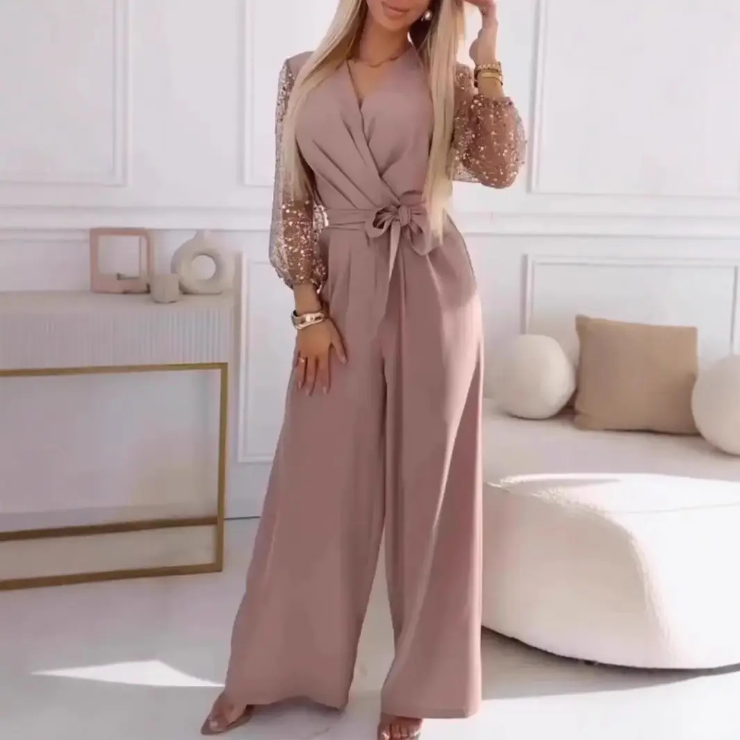 Sequined Top Wide Leg Pants Casual Suit Women Sequined Top Wide Leg Pants Casual Suit Women