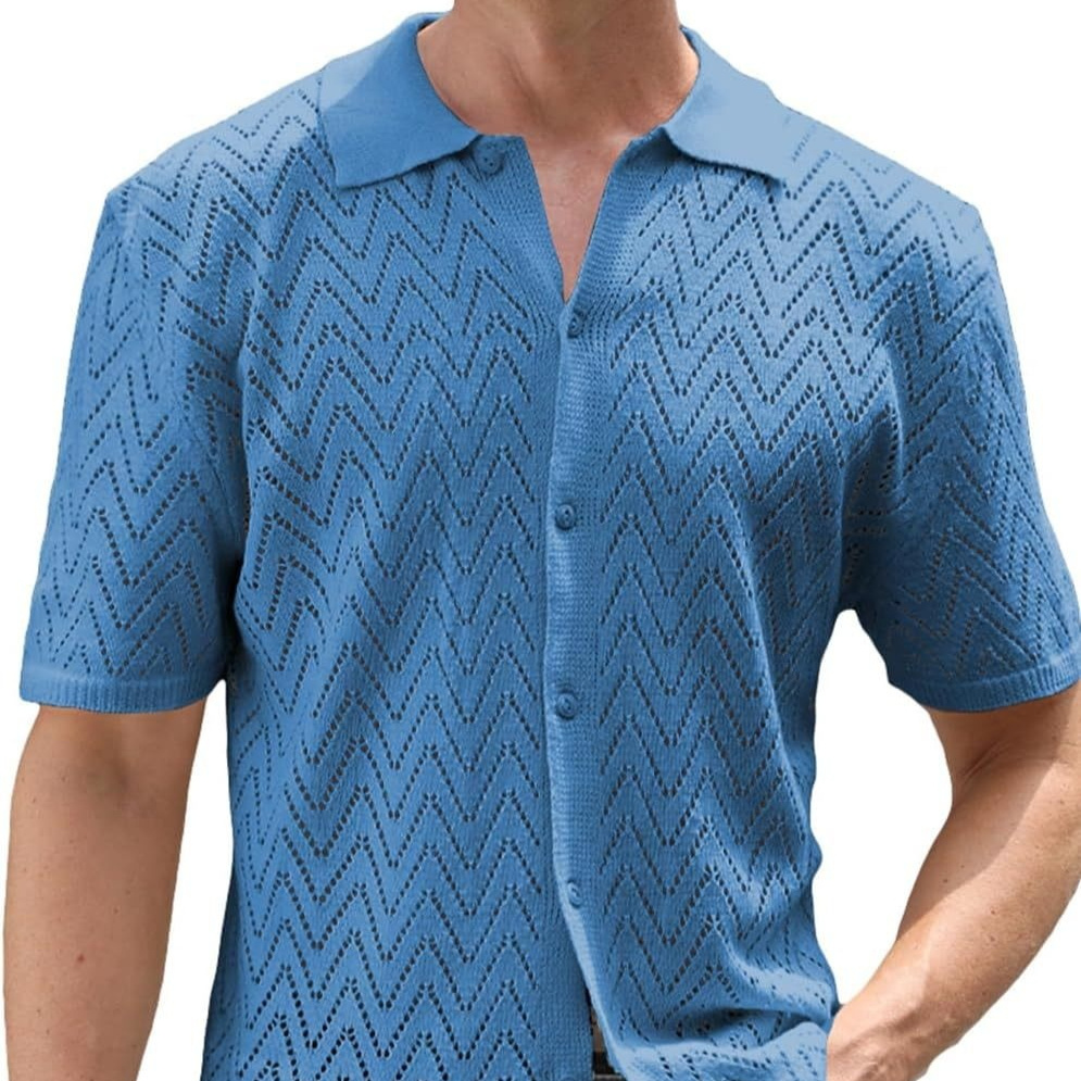 Summer New Men's Hollowed Leisure Shirt Summer New Men's Hollowed Leisure Shirt