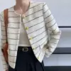 Striped Womens Short Single-breasted Jacket Striped Womens Short Single-breasted Jacket