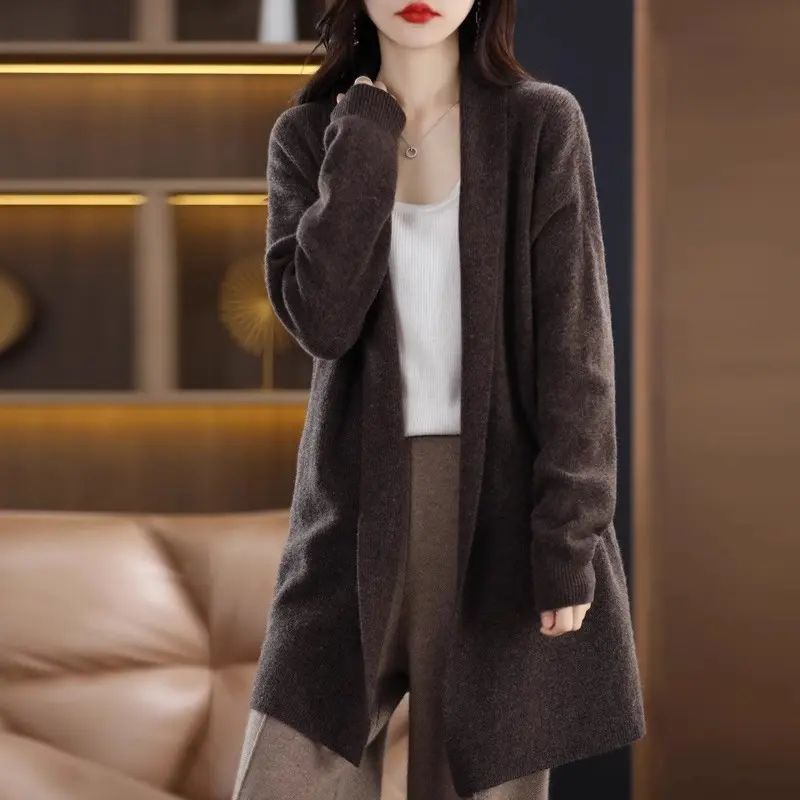 Cozy Womens Knit Cardigan with Relaxed Fit, Mid-Length