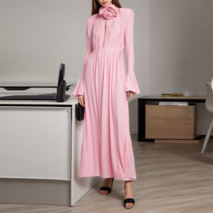 Three-dimensional Flower Decoration Long Dress Women