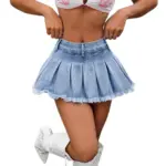96d80160-41c1-4220-8da6-31c08114d80a.webp Women's High-waisted A-line Body-hugging Pleated Mini Skirt