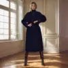 Warm Wool-Blend Autumn Winter Coat for Women - Black/White/Brown Warm Wool-Blend Autumn Winter Coat for Women - Black/White/Brown