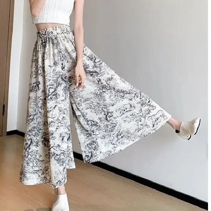 Women's Slim-fit Ink-wash Wide-leg Pants Women's Slim-fit Ink-wash Wide-leg Pants