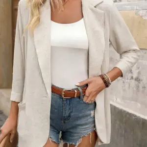 Polished Light Gray Apricot Blazer with S-XXL Sizing