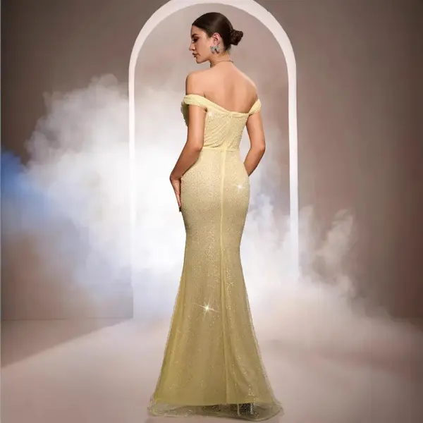 Sleeveless Off-the-shoulder Sequined Mermaid Evening Gown Sleeveless Off-the-shoulder Sequined Mermaid Evening Gown