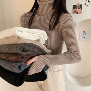 Women's Fashion Turtleneck Slim-Fit Knitted Sweater