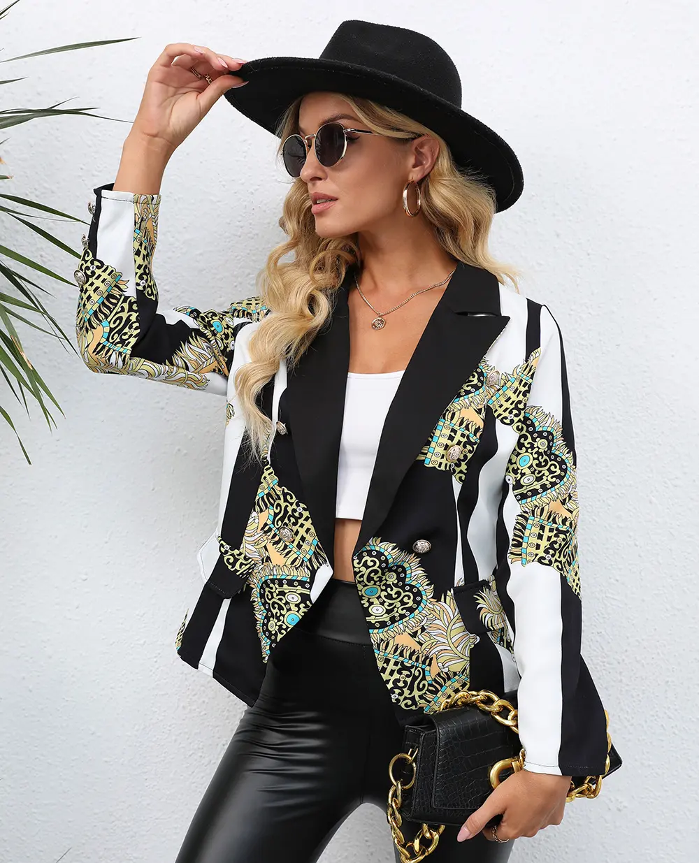 Statement Print Lapel Ladies Blazer, Lightweight Fit Statement Print Lapel Ladies Blazer, Lightweight Fit