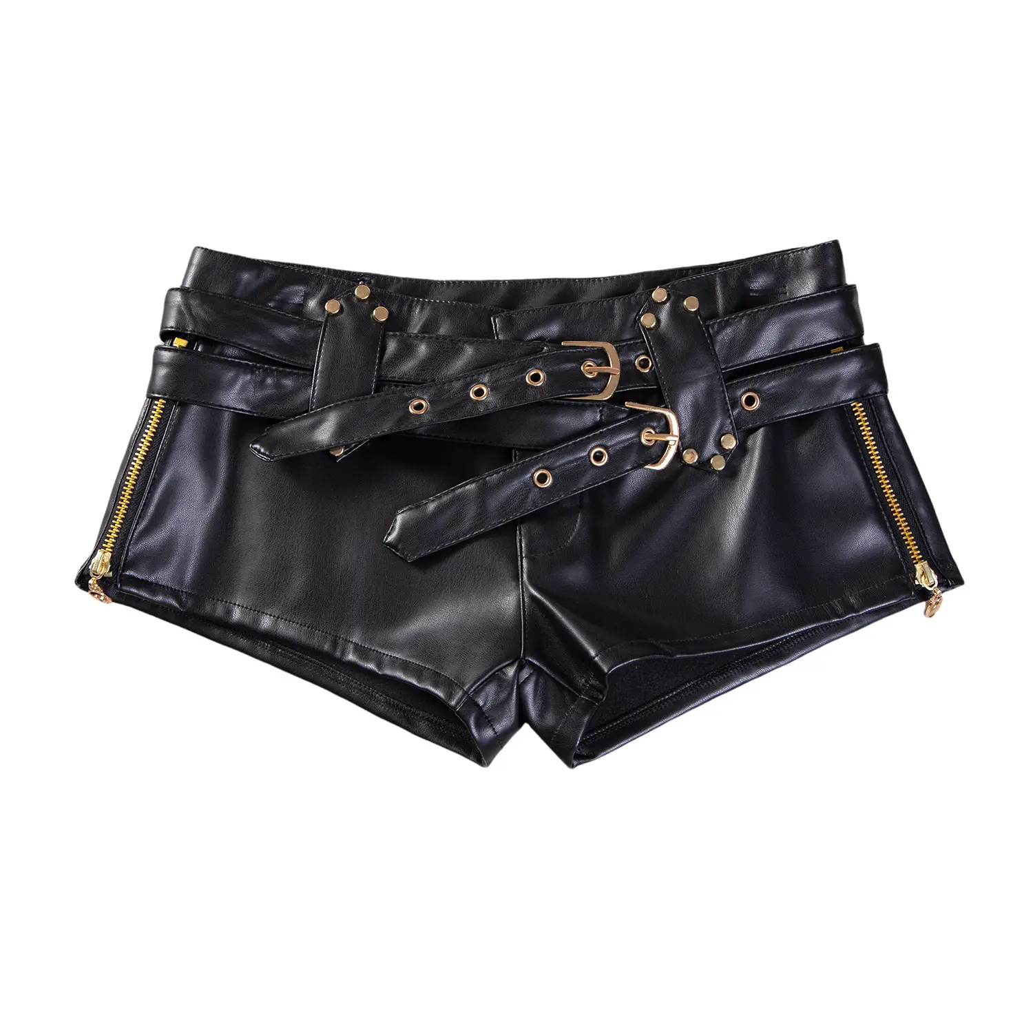 Sexy Bootcut Leather-Look Micro Shorts for Women - Black Sexy Bootcut Leather-Look Micro Shorts for Women - Black
