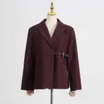 Asymmetrical Angora Red Women’s Blazer Jacket - Loose Fit