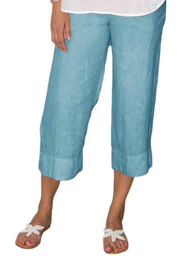 Solid Color Loose Casual Cropped Pants Solid Color Loose Casual Cropped Pants