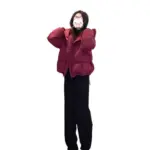 Warm Cropped Hooded Cotton Jacket with Thick Chenille Lining