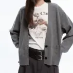 Warm Korean-Style V-Neck Two-Button Knit Cardigan