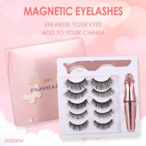 Magnetic Mink-Style False Eyelashes Set with 5 Pairs of Magnets