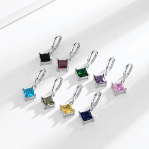 Geometric Square Cubic Zirconia Silver-Plated Earrings