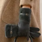 Warm Winter Fleece Lined Driving Gloves with Windproof Fit