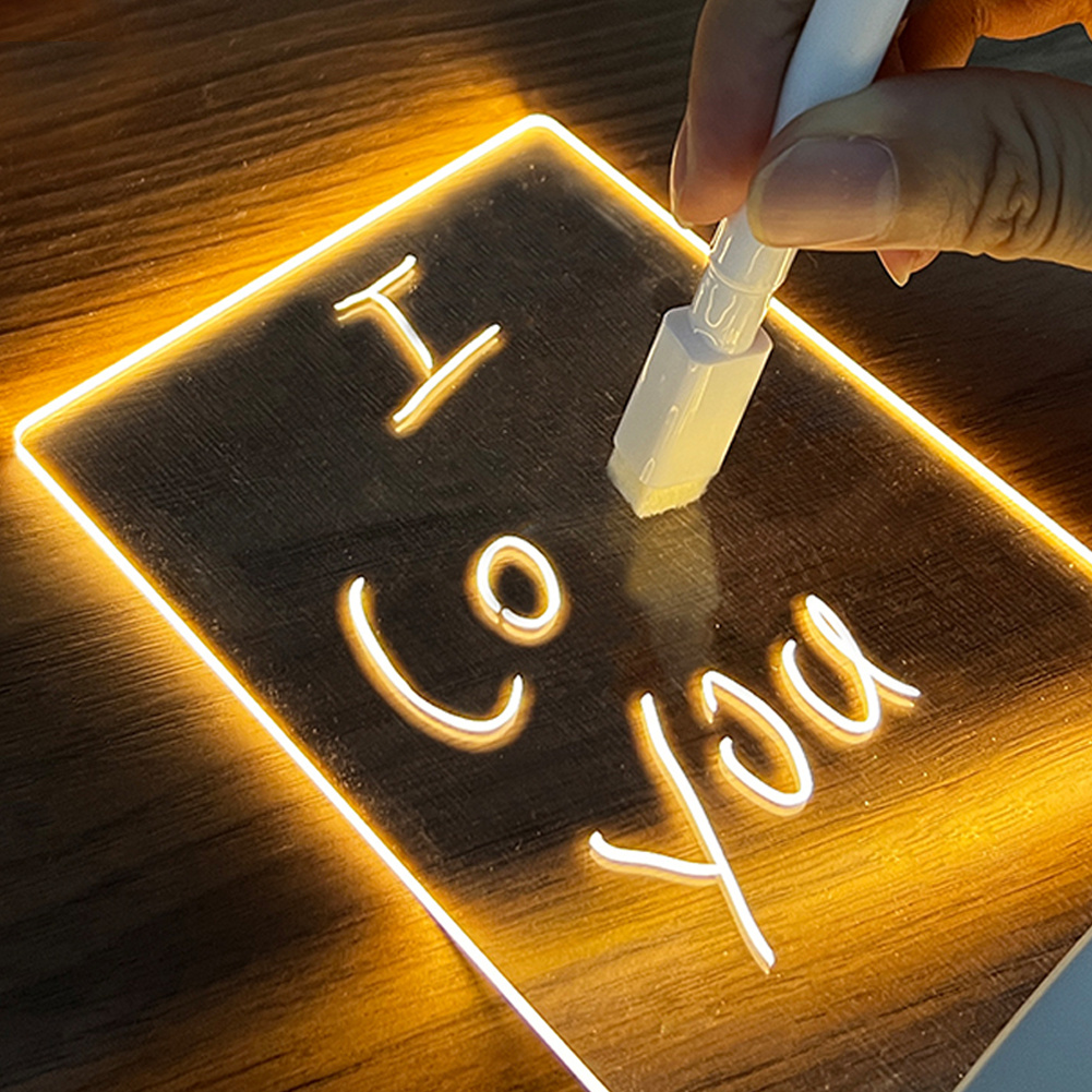Warm LED USB Acrylic Message Board Night Light with Pen Warm LED USB Acrylic Message Board Night Light with Pen