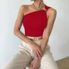Red Vest Summer Sleeveless Off-Shoulder Slimming T-Shirt Top