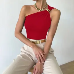 Red Vest Summer Sleeveless Off-Shoulder Slimming T-Shirt Top