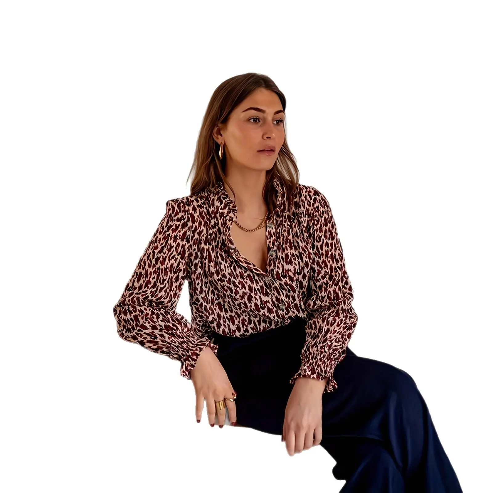 Long-sleeve Design-focused Loose-fit Casual Top