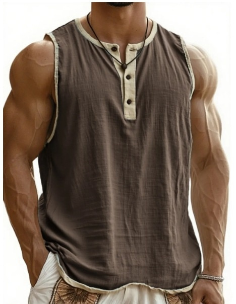 Breathable Pure Cotton Men’s Sleeveless Tank with Sweat Care