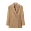 Tailored Slim Fit Women’s Camel Blazer, Handmade Casual