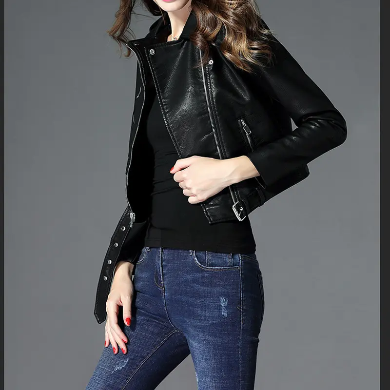 Women's Short Slim PU Leather Jacket Women's Short Slim PU Leather Jacket