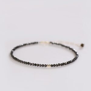 Ultra-Fine Natural Obsidian Anklet for Women, Adjustable Length