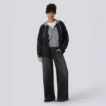 Washed Asymmetric Low-Rise Loose-Fit Denim Jeans for Women