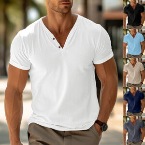 Breathable Polyester Solid Color Men’s T-Shirt for Summer