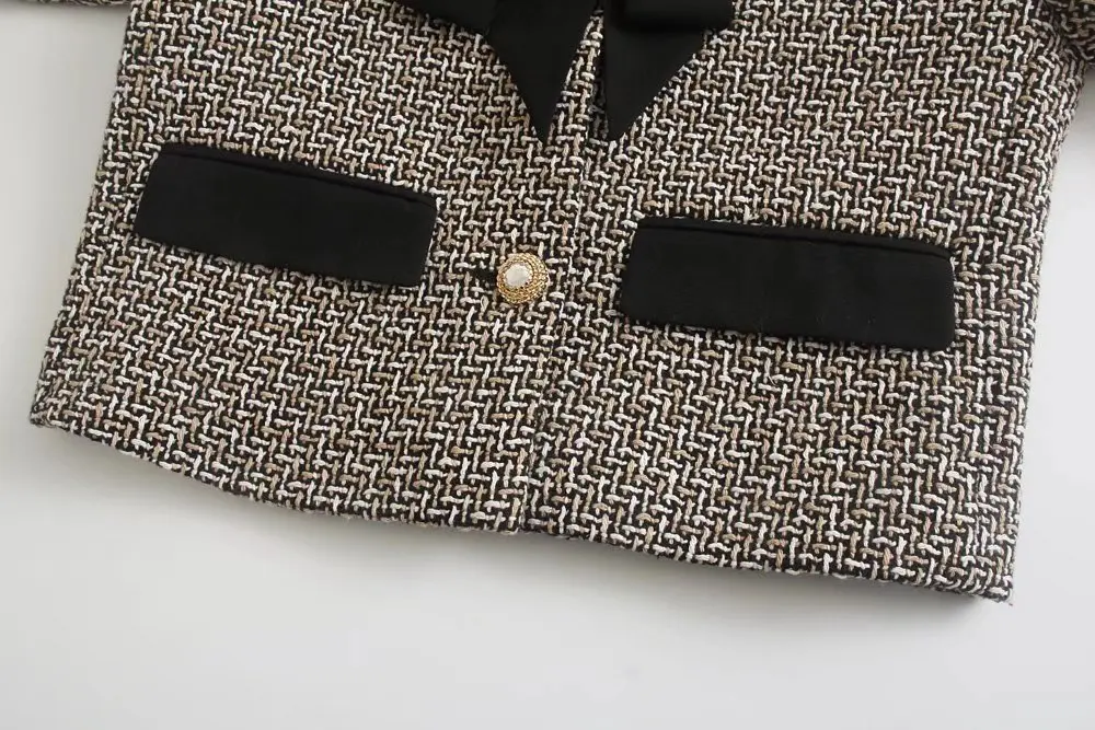 Textured Small Blazer with Fragrance Bow Detail