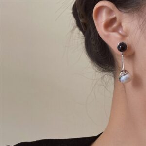 Black & White Water Drop Pearl Electroplated Earrings