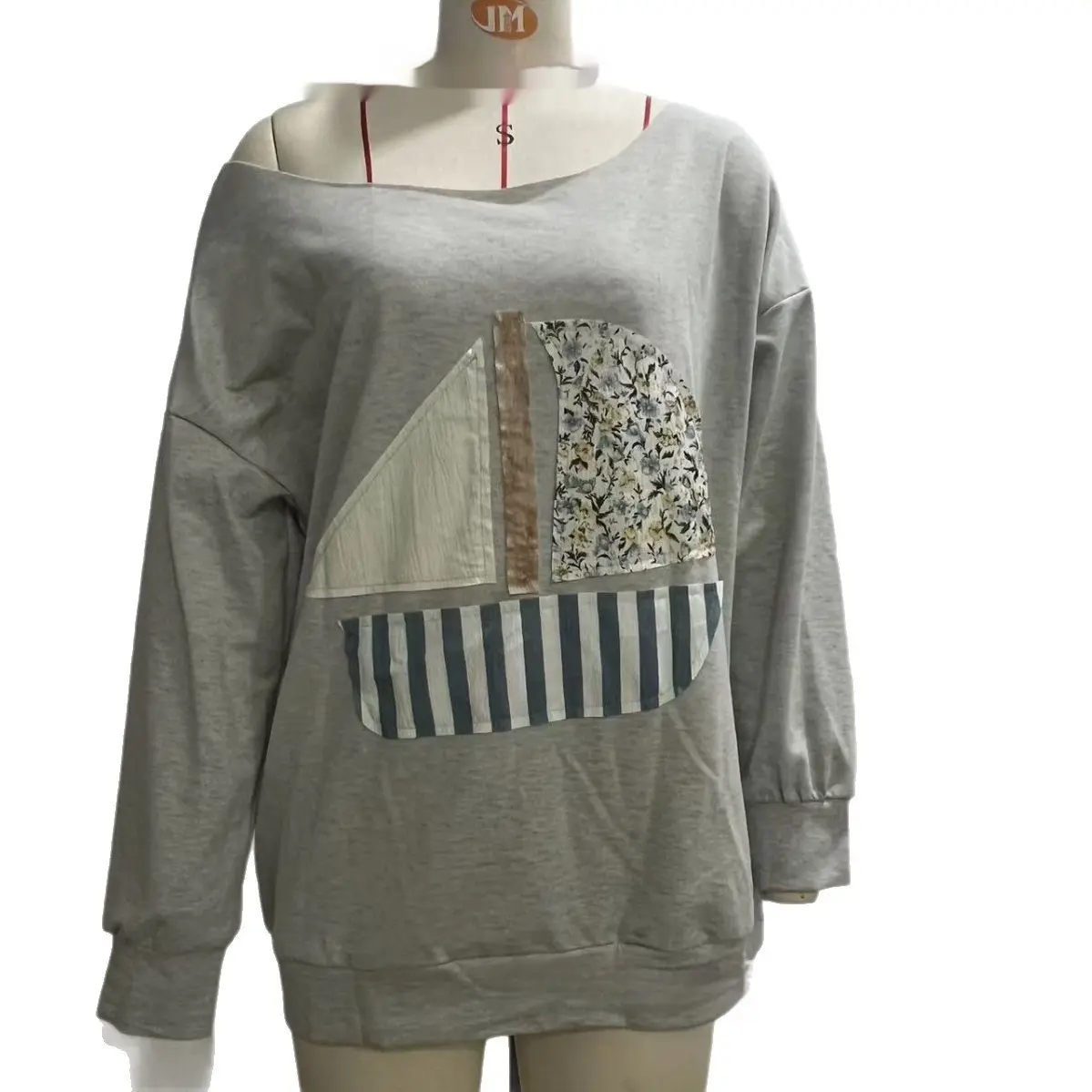 3 D-Effect Off-Shoulder Pullover Sweatshirt for Women