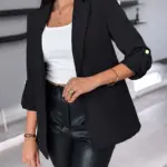 9d37ec01-b4ed-4603-924a-96106d251362.webp Pockets Rolled-Sleeve Casual Blazer for Women - Black
